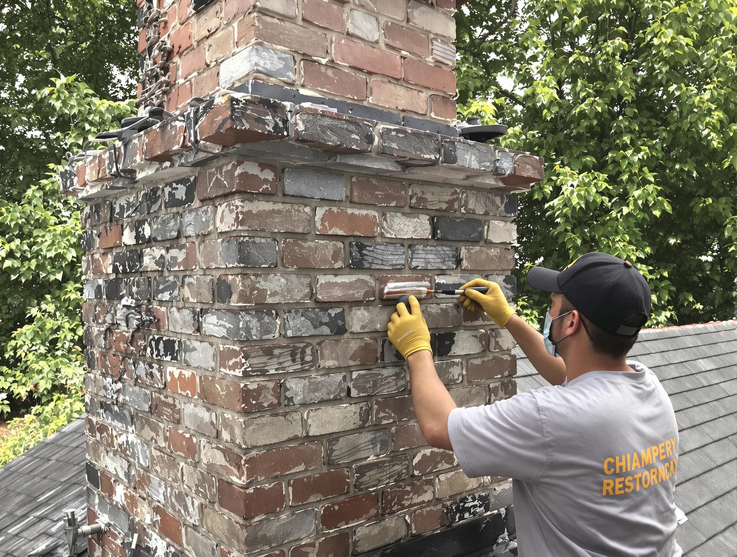 In-progress chimney restoration by Woodmoor Chimney Sweep in Woodmoor, CO