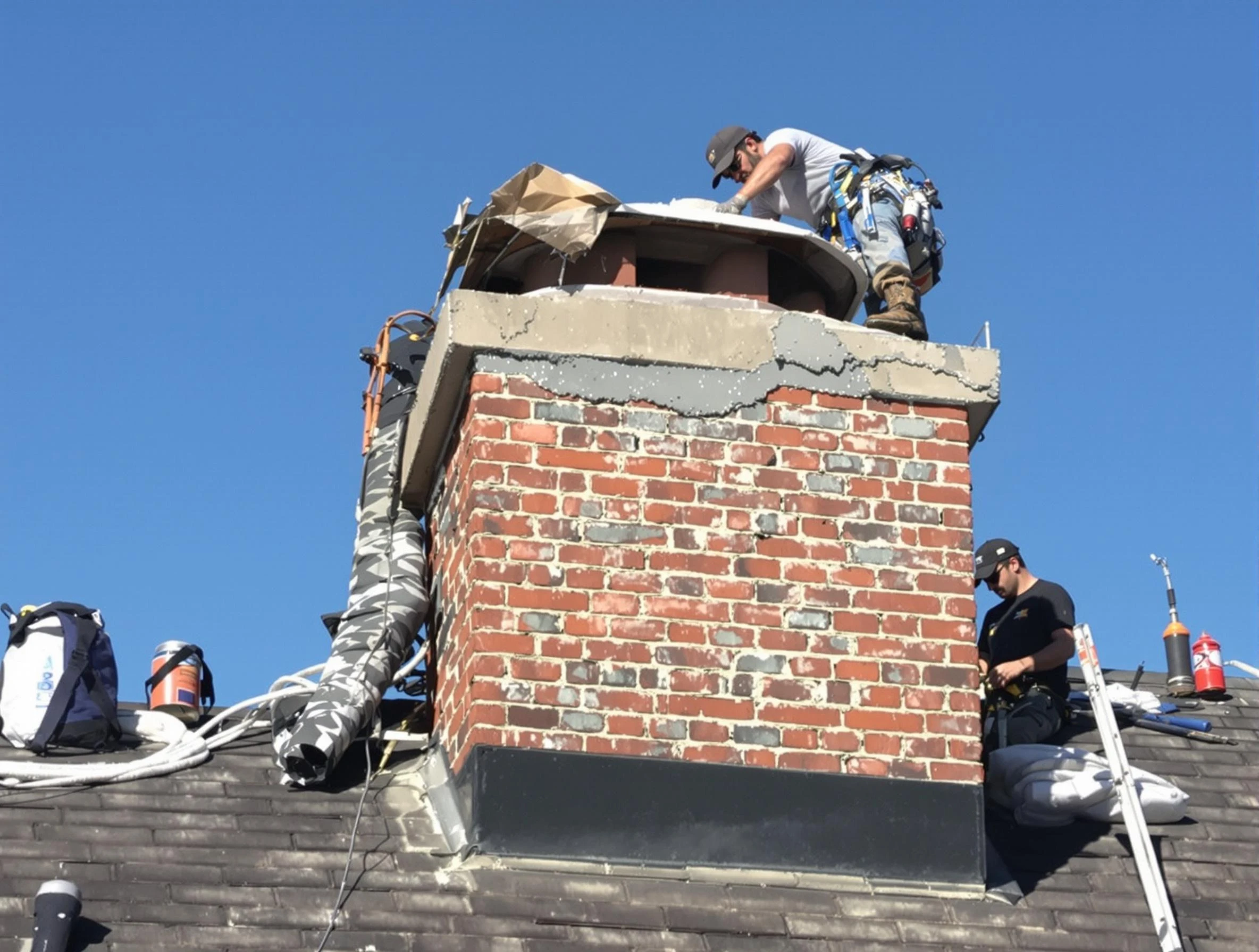Woodmoor Chimney Sweep installing a custom chimney crown in Woodmoor, CO