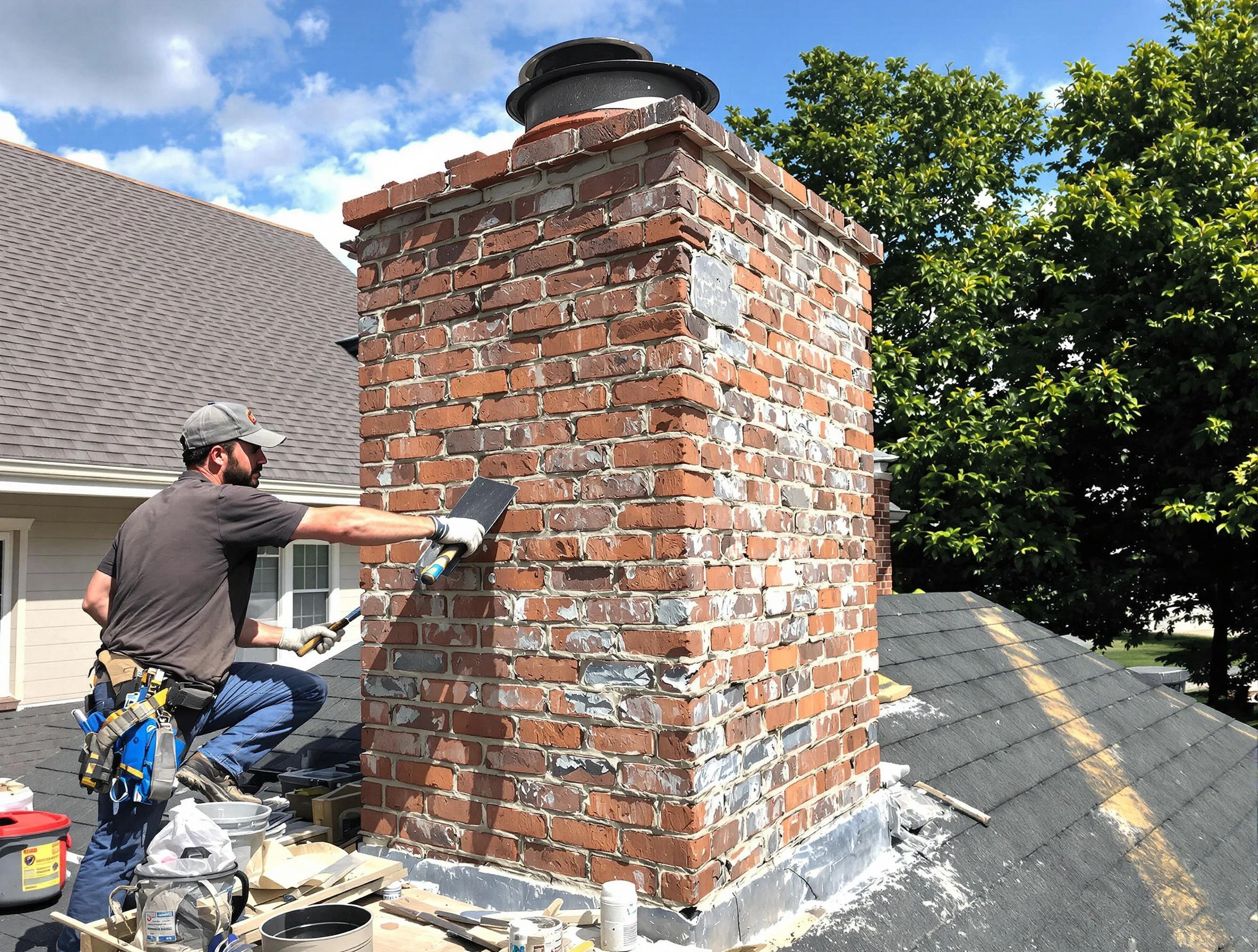 Completed chimney rebuild by Woodmoor Chimney Sweep in Woodmoor, CO